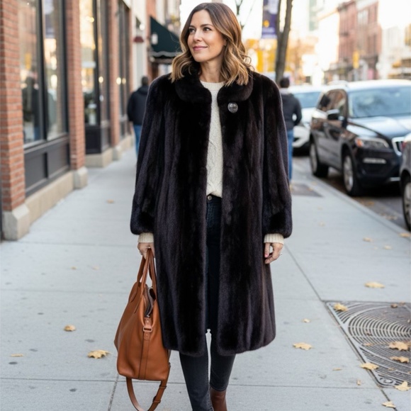 💎 Luxurious Vintage Mink Fur Coat - Leclair & Faucher, Montreal SZ L/XL - Picture 1 of 15